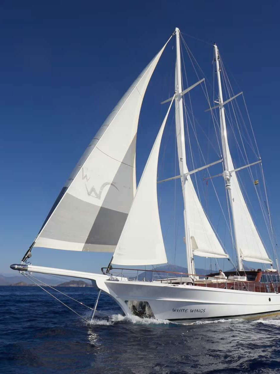 Sailing yacht under full sail — refit vs new build