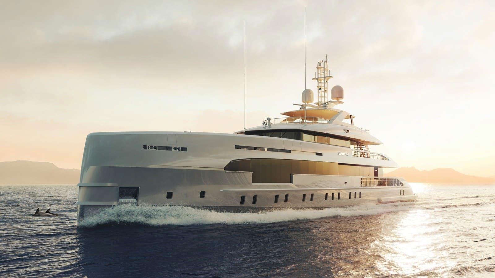 Luxury motor yacht under way at sea